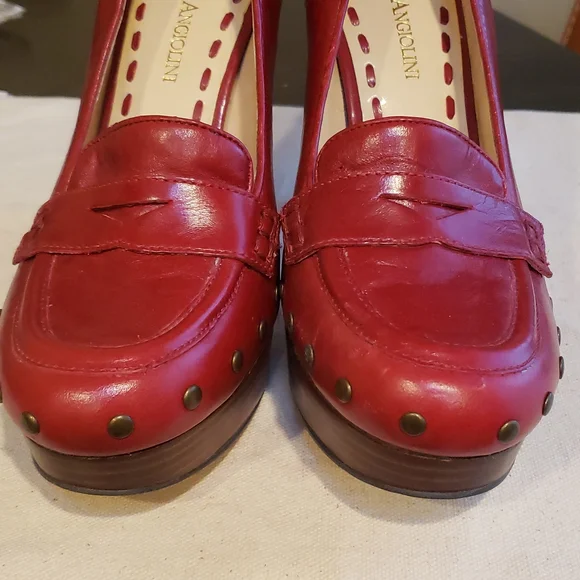 Enzo Angeolini Eabalinia Red Leather Pumps Size 6.5  NWT - Picture 3 of 5